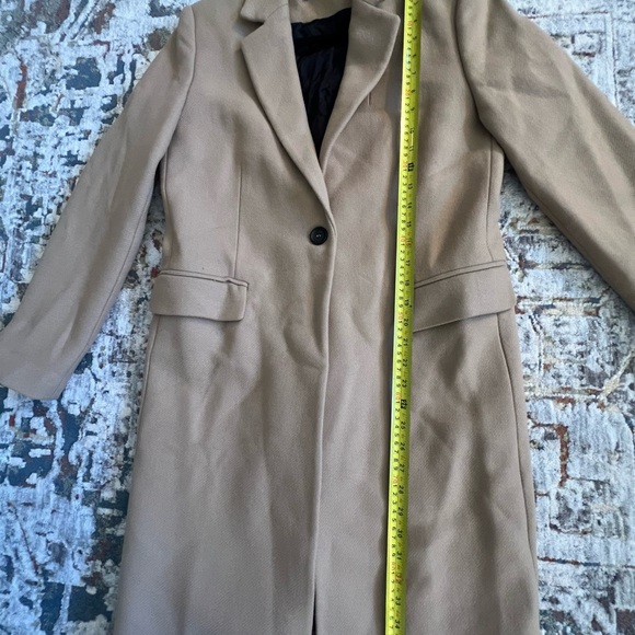 ZARA WOMENS MENSWEAR STYLE MANTECO WOOL LIGHT TAN CAMEL ONE BUTTON COAT M EUC - Picture 9 of 12